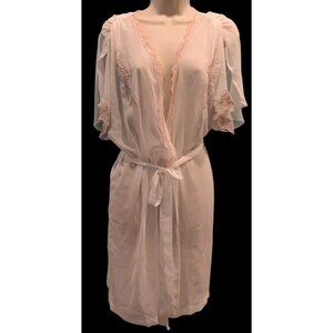 California Dynasty Robe White Sheer  Women Extra Large Pink Embroidery Babydoll‎